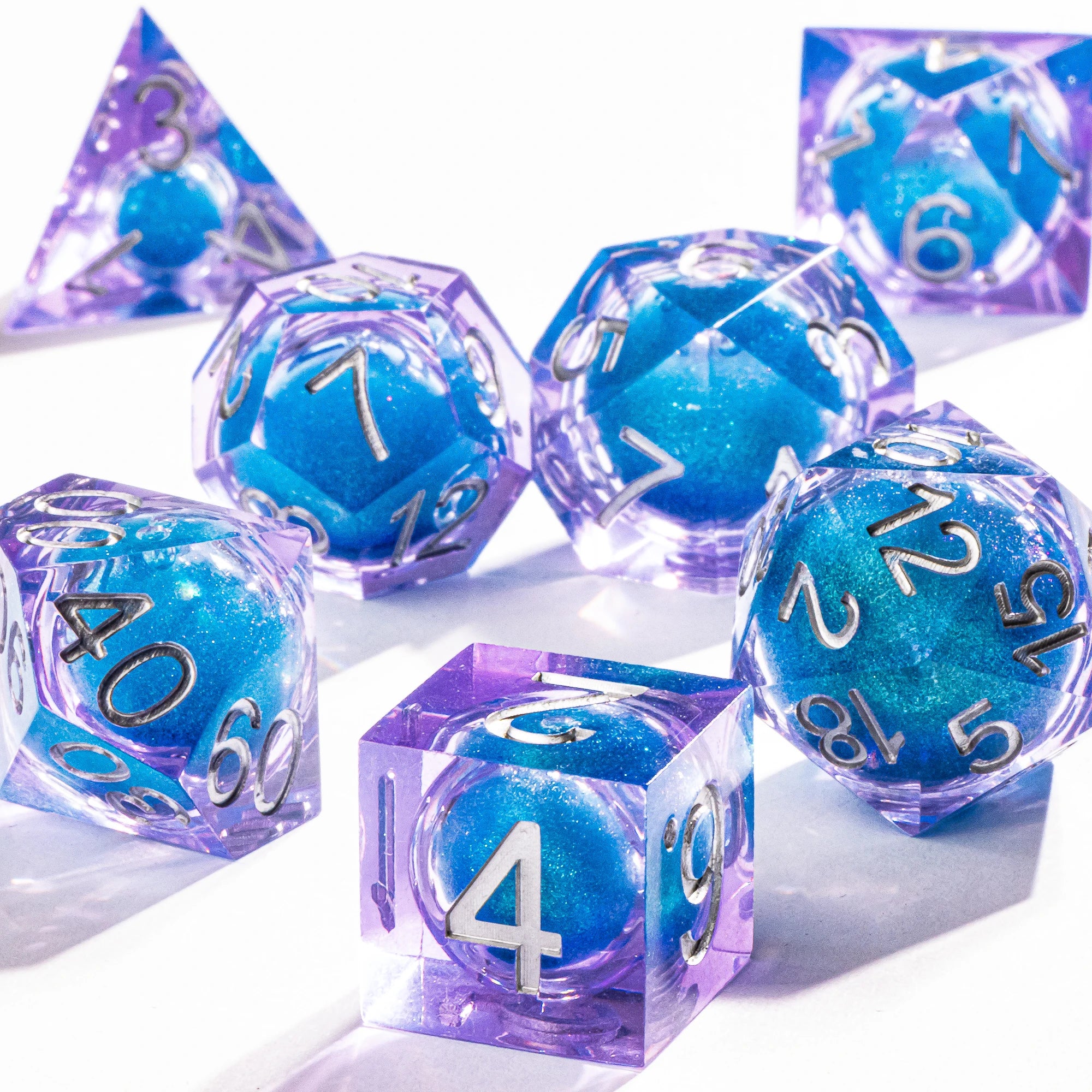 Dnd Green Gold Foil Liquid Core Dice Polyhedral Dice Set for Dungeons and Dragons, Galaxy Dice Set, D D Dice