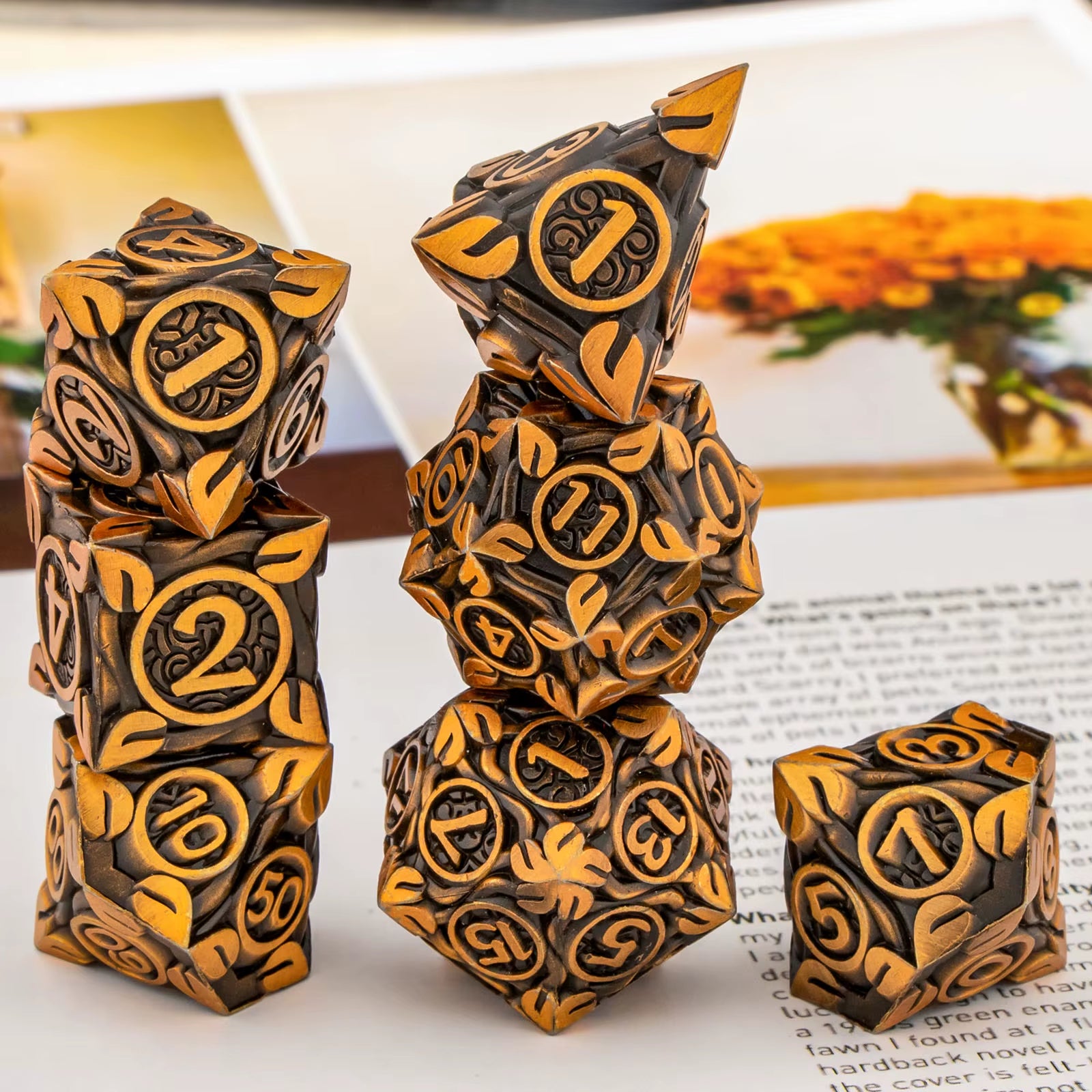 Dnd Skull&Dragon Metal Dice Set, Metal Sharp Edge Dice for Dungeons and Dragons, Polyhedral Dice for Table Games, Dnd Metal Dice