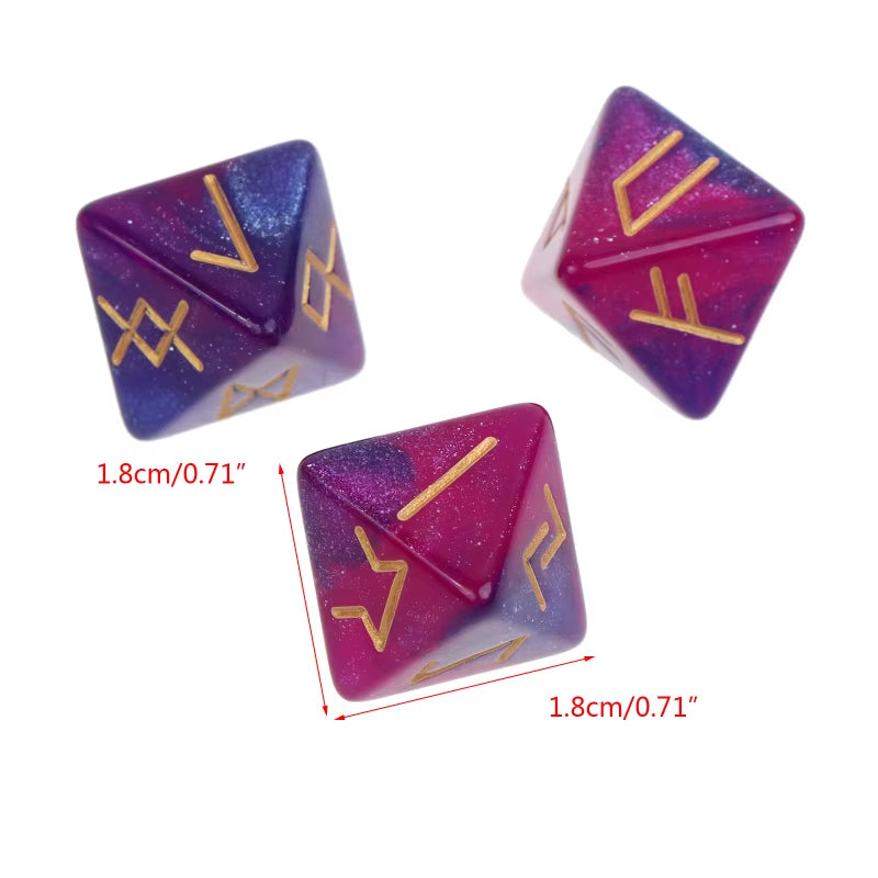 3 Pcs 8-Sided Rune Dice Polyhedral Dice Acrylic Astrological Dice Board Game Dice Constellation Divination Accessory