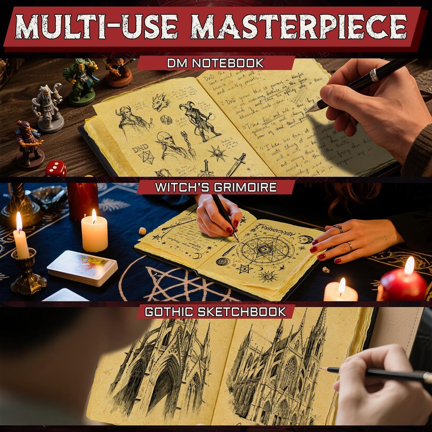 Necronomicon Horror Journal – Faux Leather DND Spellbook Notebook with 120 Pages