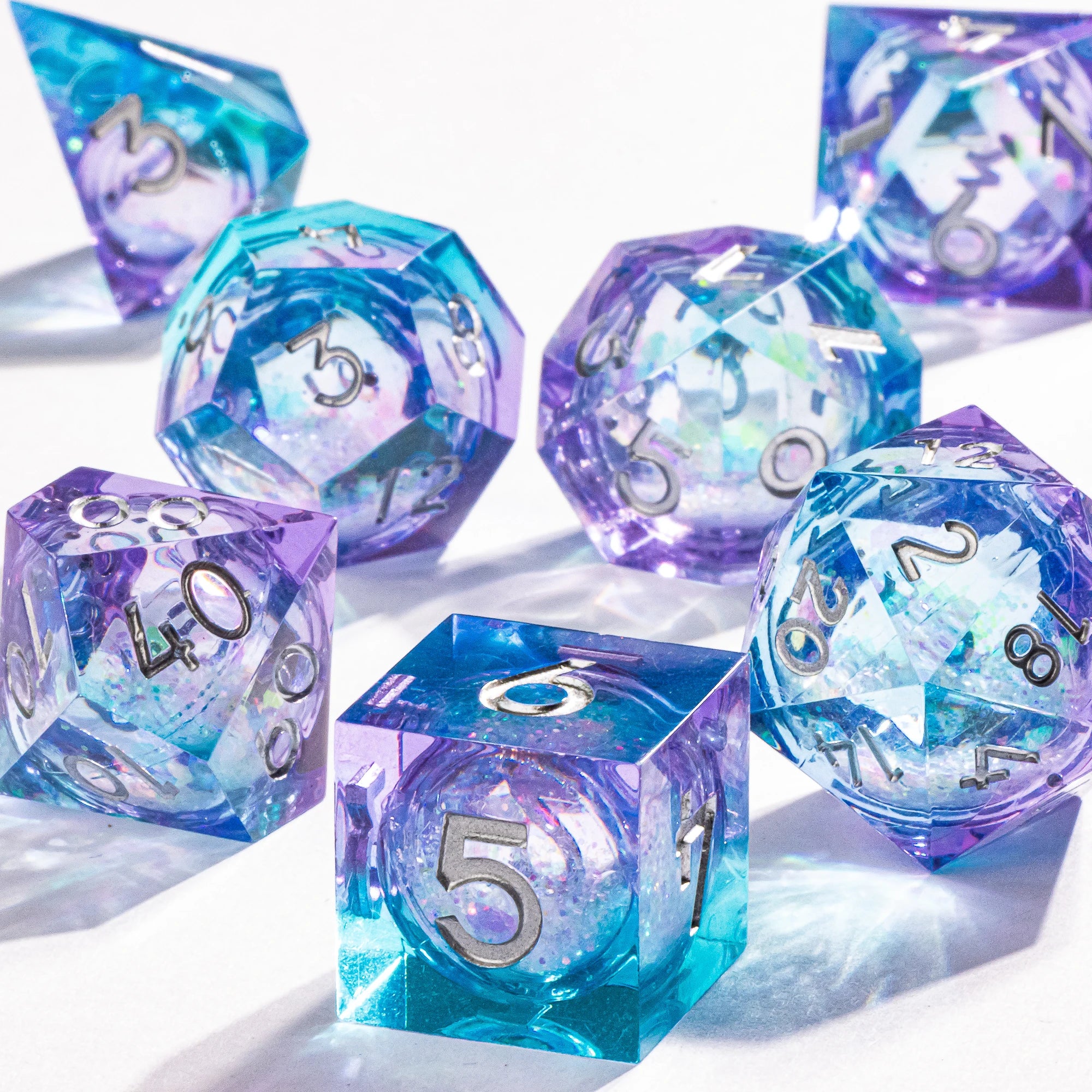 Dnd Green Gold Foil Liquid Core Dice Polyhedral Dice Set for Dungeons and Dragons, Galaxy Dice Set, D D Dice