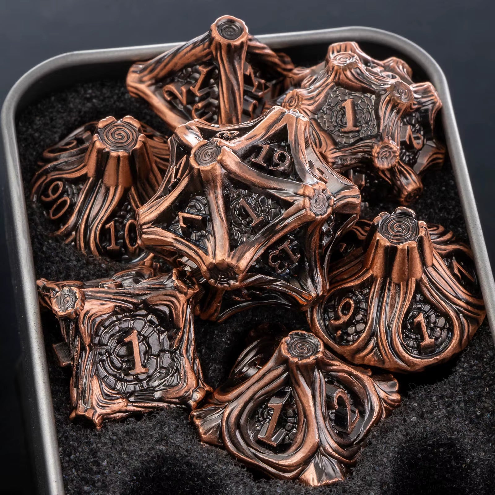 Dnd Skull&Dragon Metal Dice Set, Metal Sharp Edge Dice for Dungeons and Dragons, Polyhedral Dice for Table Games, Dnd Metal Dice