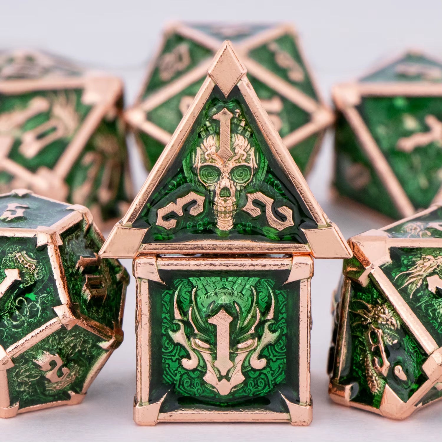 Dnd Skull&Dragon Metal Dice Set, Metal Sharp Edge Dice for Dungeons and Dragons, Polyhedral Dice for Table Games, Dnd Metal Dice