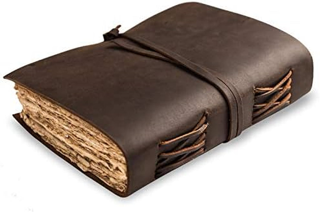 Leather Journal-Vintage Leatherbound Journal - Handmade Antique Deckle Edge Paper - Leather Sketchbook - Book of Shadows Journal - Thick Journal - Vintage Journal