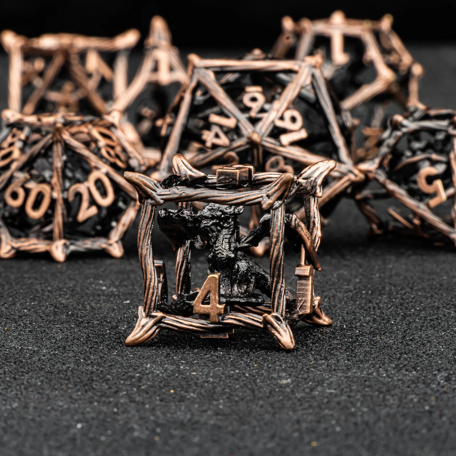 Tree Dice Metal Dragon D&D Dice Set for Dungeons and Dragons, Polyhedral Dice Set, Hollow D and D Dice Metal Dice Set Gifts