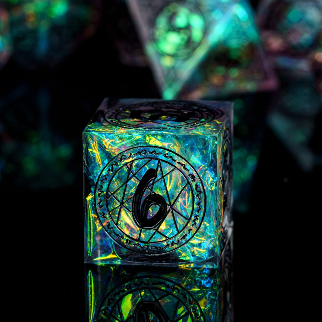 7-Die Sharp Edges DND Dice Set, Magic Circle Pattern Polyhedral D&D Dice Set ...