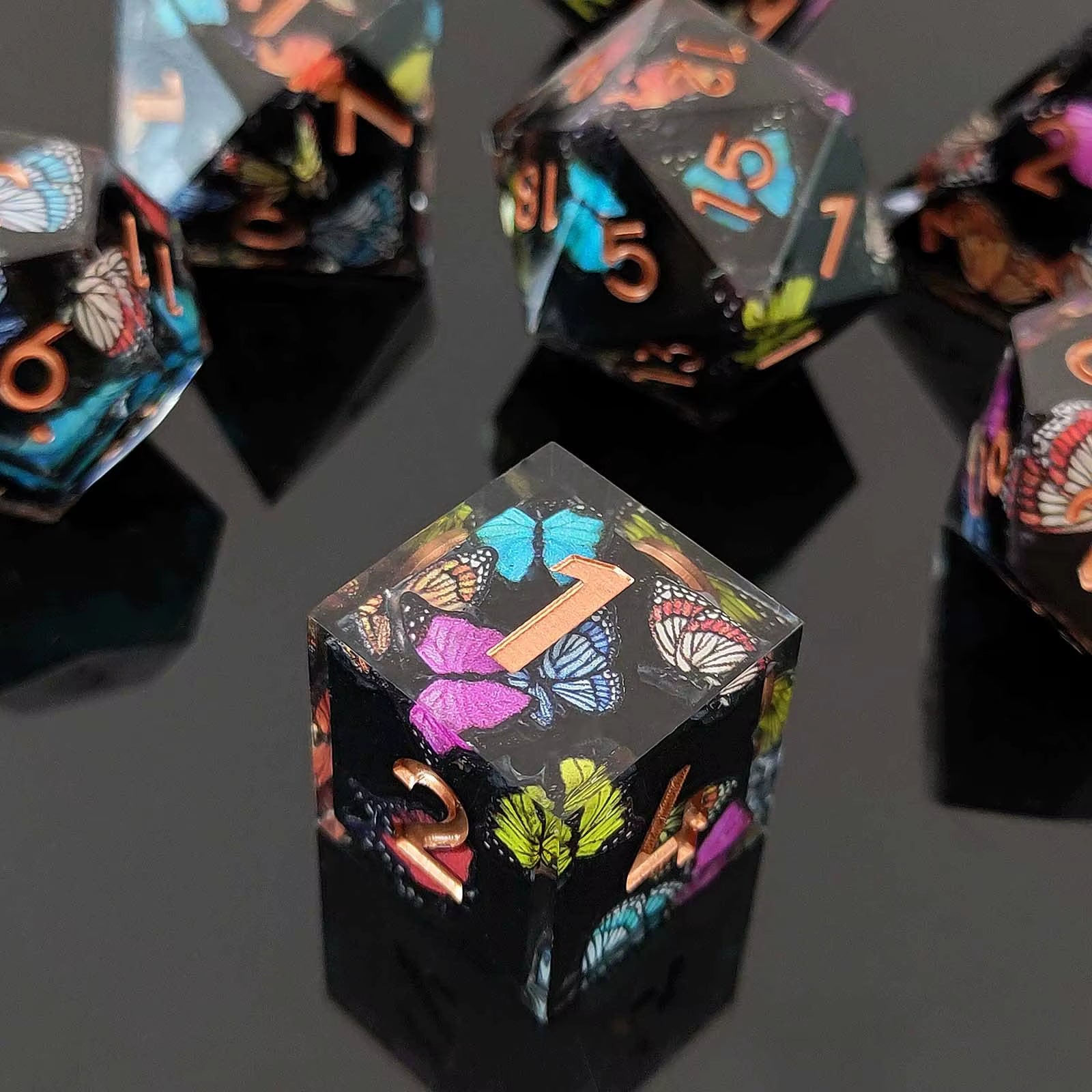 DND Flower Dice Resin Dice Set RPG Resin Dice Polyhedral Dice Dnd Dice Set for DND Game Player Dice Collector D&D Dice Set 7PCS