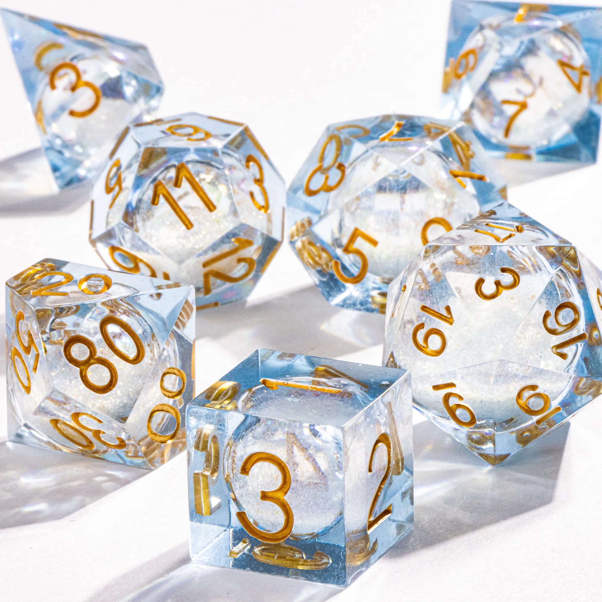 Dnd Green Gold Foil Liquid Core Dice Polyhedral Dice Set for Dungeons and Dragons, Galaxy Dice Set, D D Dice