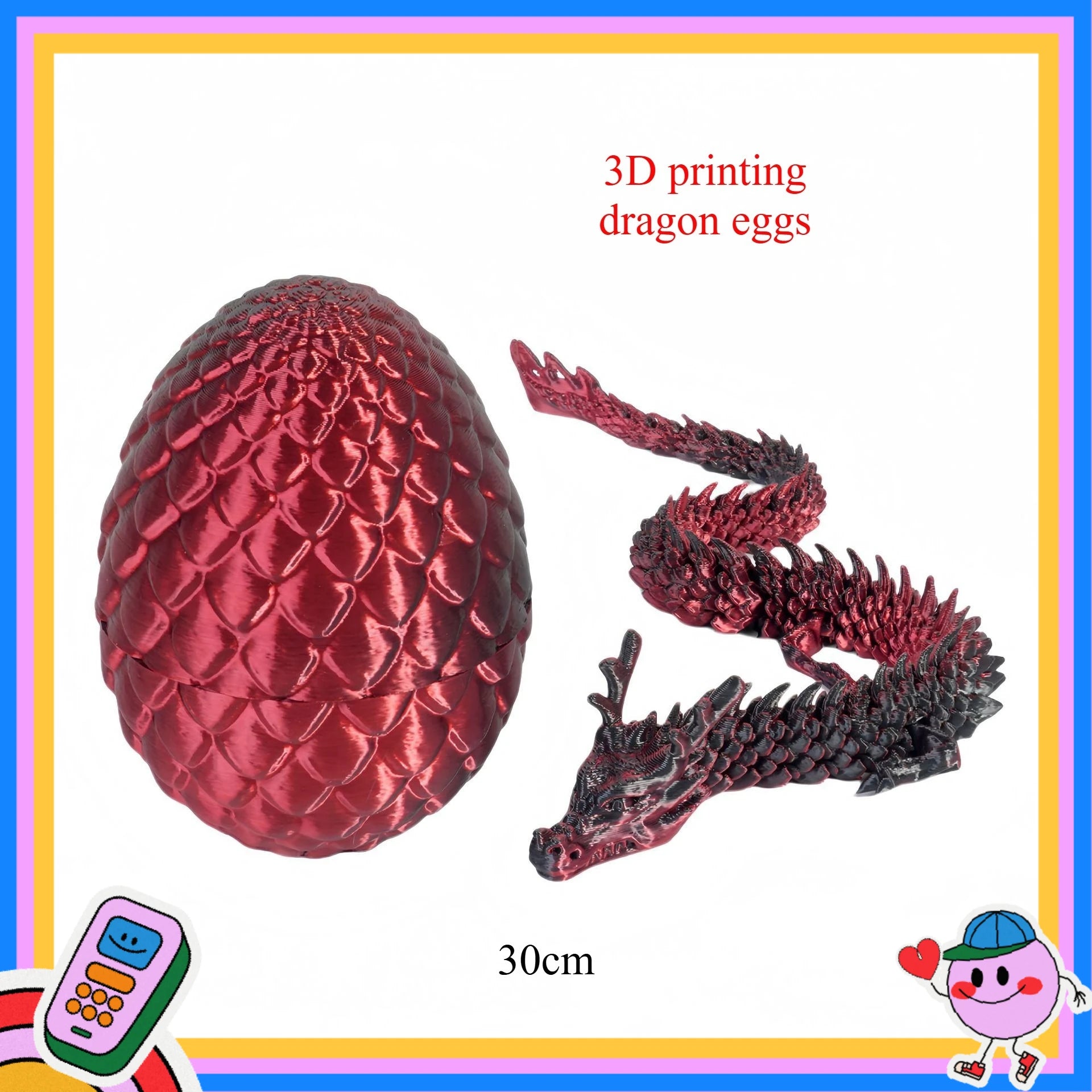 3D Printed Dragon Eggs, Containing Little Dragons, Easter 3D Movable Eggs, Stress-Relieving Toys, Surprise Printed Animal Toys