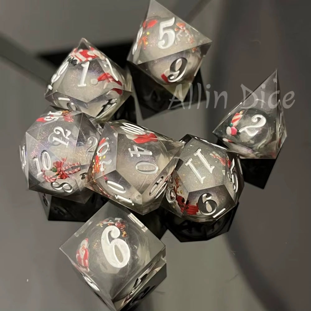 DND Flower Dice Resin Dice Set RPG Resin Dice Polyhedral Dice Dnd Dice Set for DND Game Player Dice Collector D&D Dice Set 7PCS