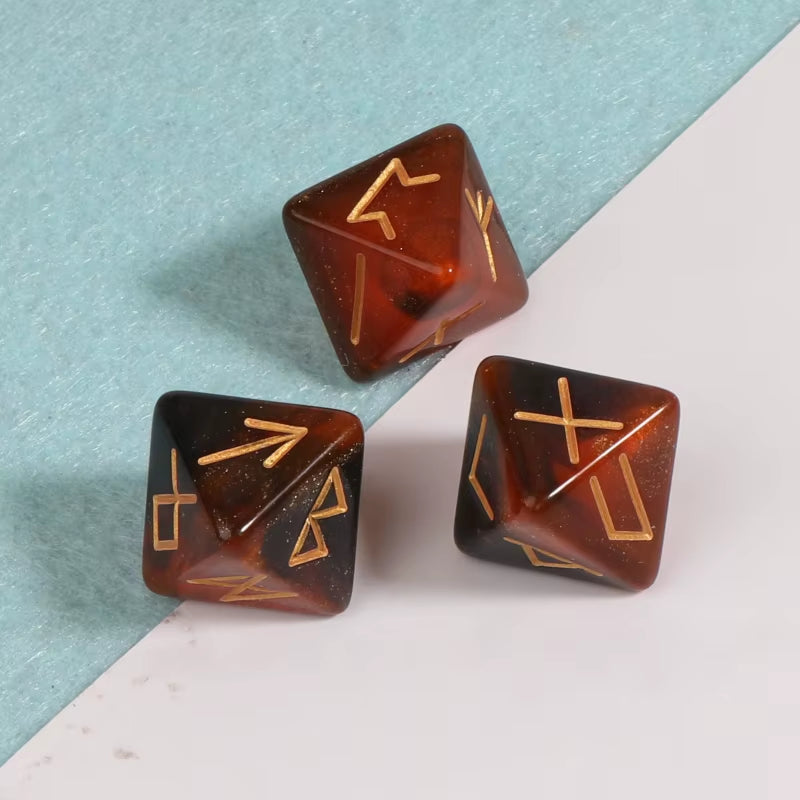 3 Pcs 8-Sided Rune Dice Polyhedral Dice Acrylic Astrological Dice Board Game Dice Constellation Divination Accessory