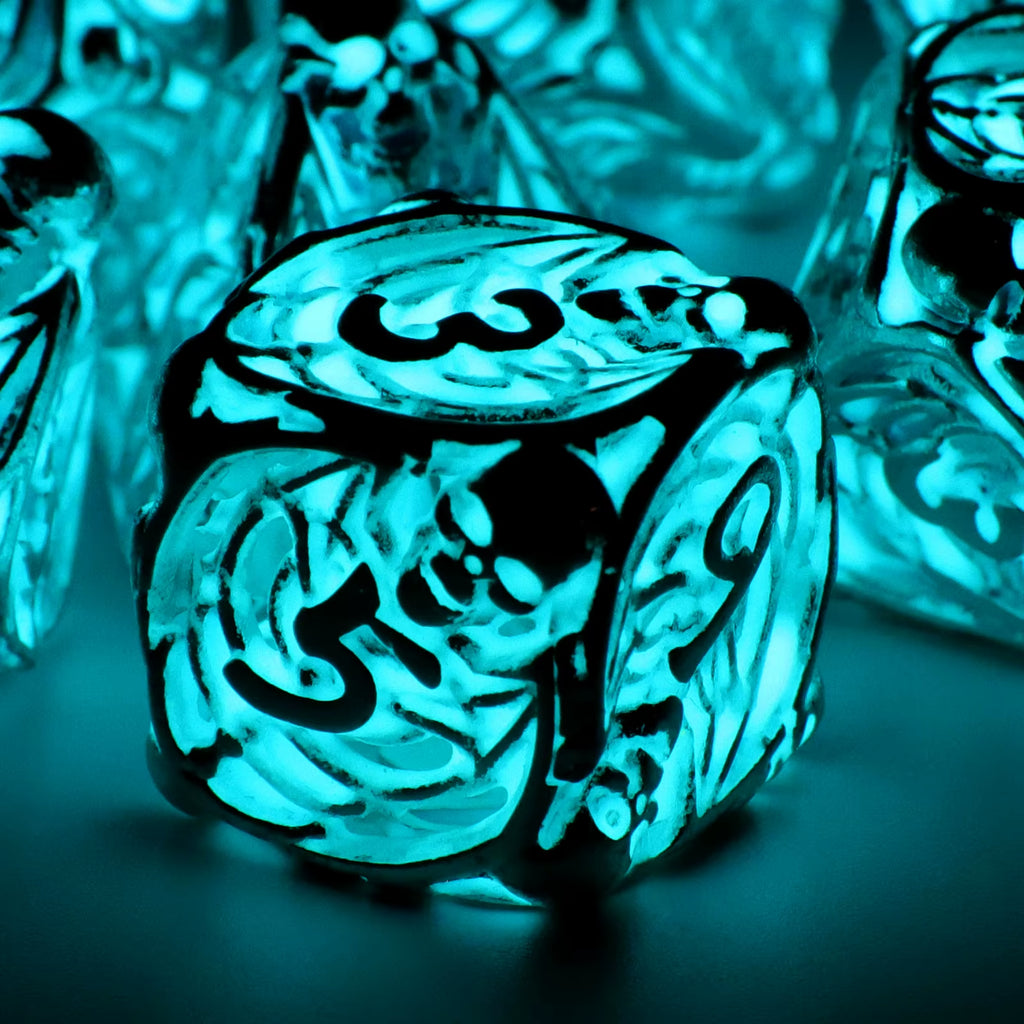 Fluorescence DND Dice, Metal Dice Set Polyhedral Hollow Role Playing D and D Starter Dice for RPG Table Board Games