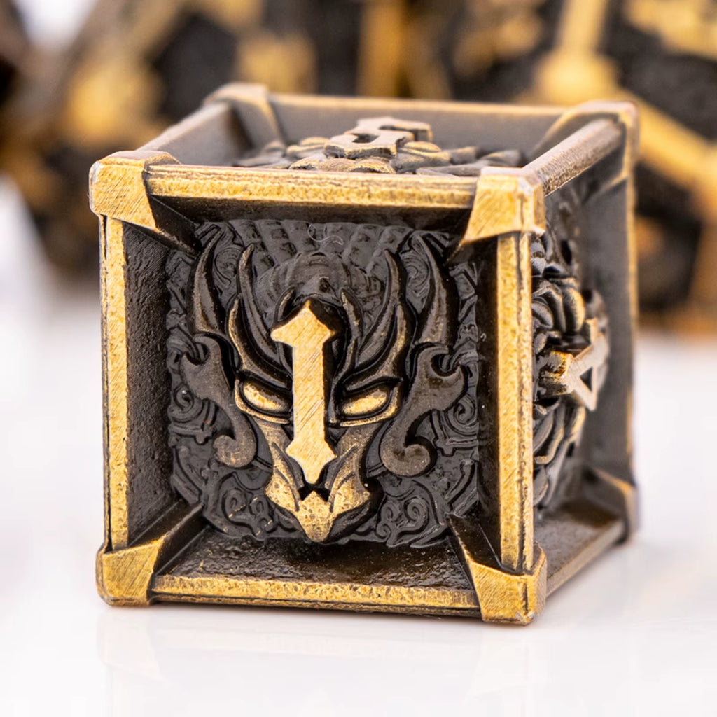 Dnd Skull&Dragon Metal Dice Set, Metal Sharp Edge Dice for Dungeons and Dragons, Polyhedral Dice for Table Games, Dnd Metal Dice