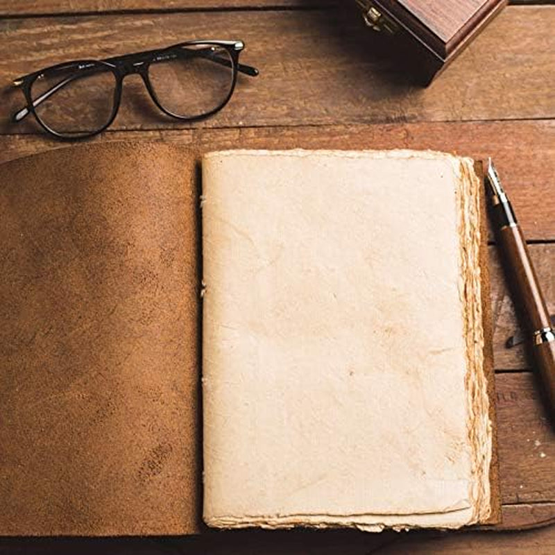 Leather Journal-Vintage Leatherbound Journal - Handmade Antique Deckle Edge Paper - Leather Sketchbook - Book of Shadows Journal - Thick Journal - Vintage Journal