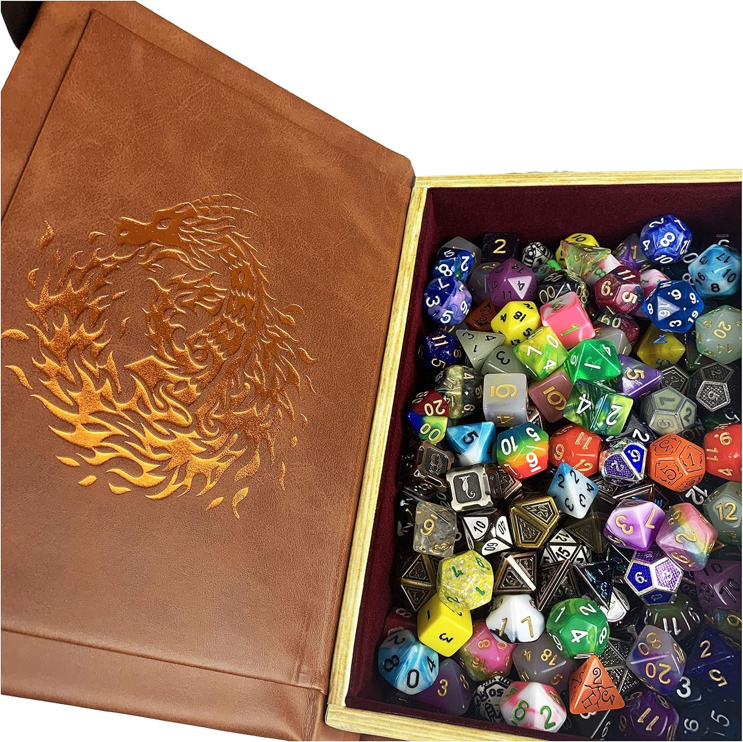 Book-Shaped Cheromatic/Red Fire Dragon Rolling Magic Book Tray for All Tabletop Rpgs like D&D, Call of Cthulhu, Shadowrun.
