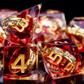 ORIFANTOU DND Red Rings & Liquid Flow Eye Sharp Edge Resin Dice Set D&D Dungeon and Dragon Handmade D20 D and D Polyhedral Dice