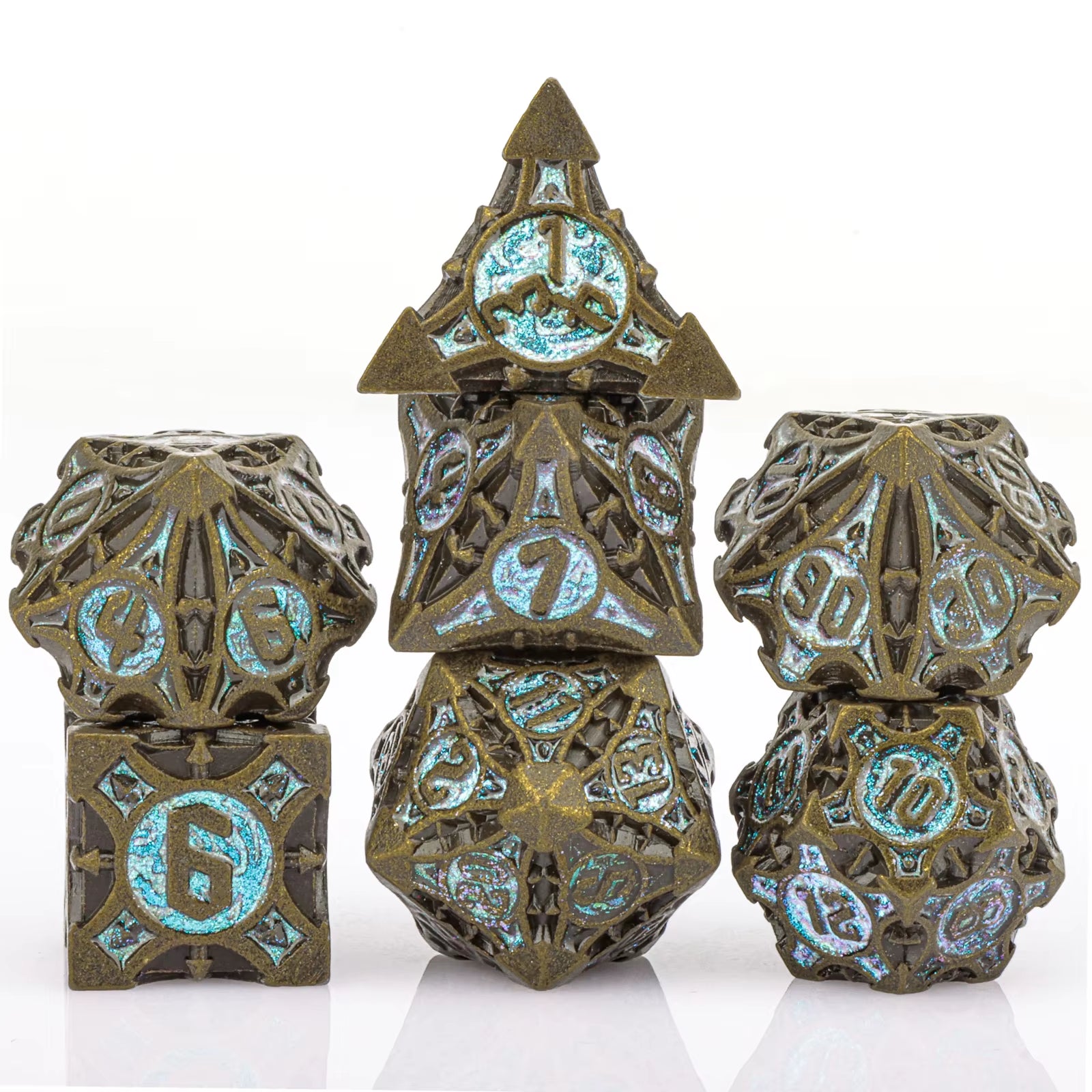 Dnd Skull&Dragon Metal Dice Set, Metal Sharp Edge Dice for Dungeons and Dragons, Polyhedral Dice for Table Games, Dnd Metal Dice