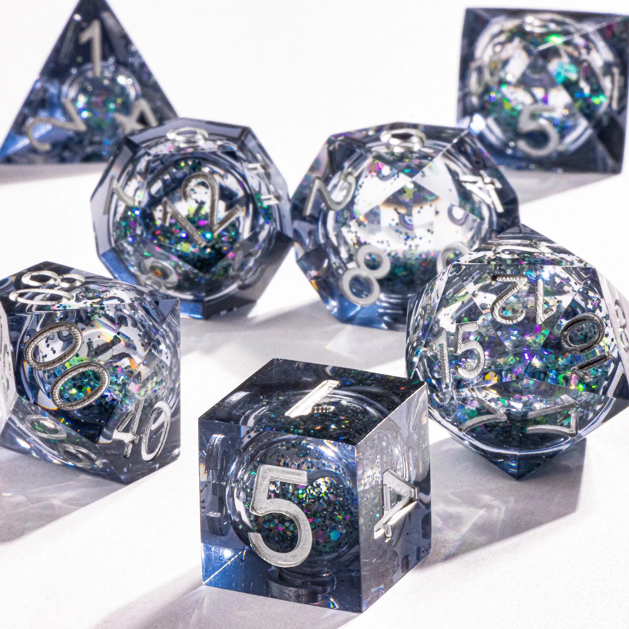 Dnd Green Gold Foil Liquid Core Dice Polyhedral Dice Set for Dungeons and Dragons, Galaxy Dice Set, D D Dice