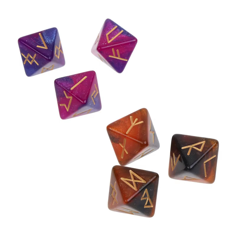 3 Pcs 8-Sided Rune Dice Polyhedral Dice Acrylic Astrological Dice Board Game Dice Constellation Divination Accessory
