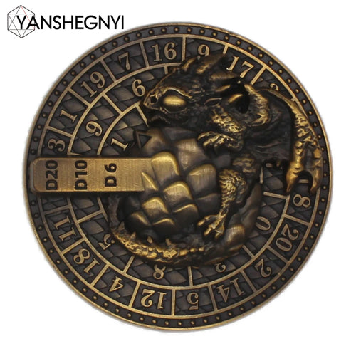 D+D Metal Fingertip Gyro Roulette Dice for Various Tabletop Board and Card Games, DND Spinner Metal Dice Set, Dragon Compass