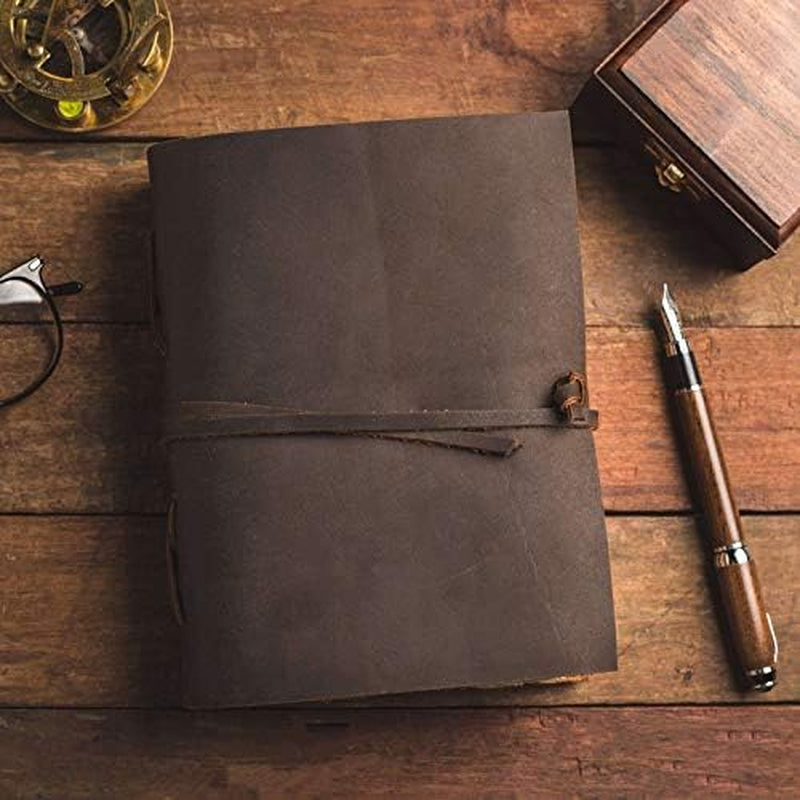 Leather Journal-Vintage Leatherbound Journal - Handmade Antique Deckle Edge Paper - Leather Sketchbook - Book of Shadows Journal - Thick Journal - Vintage Journal
