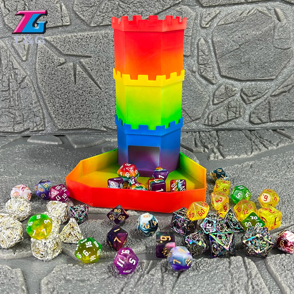Bricks Castle Dice Tower Dice Rolling Tray Tower - Perfect for D&D Game RPG and Tabletop Gaming Best Gift