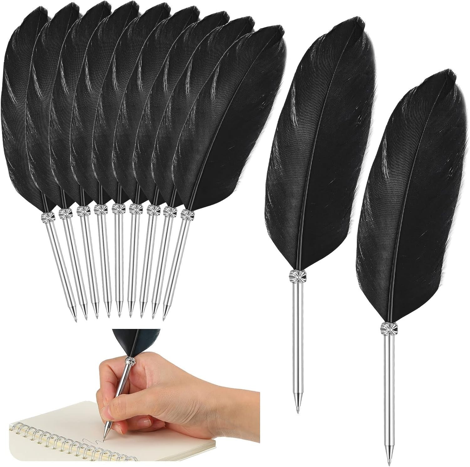 12 Pcs Feather Ballpoint Pen Ink Quill Ballpoint Pen Vintage Feather Pen Soft