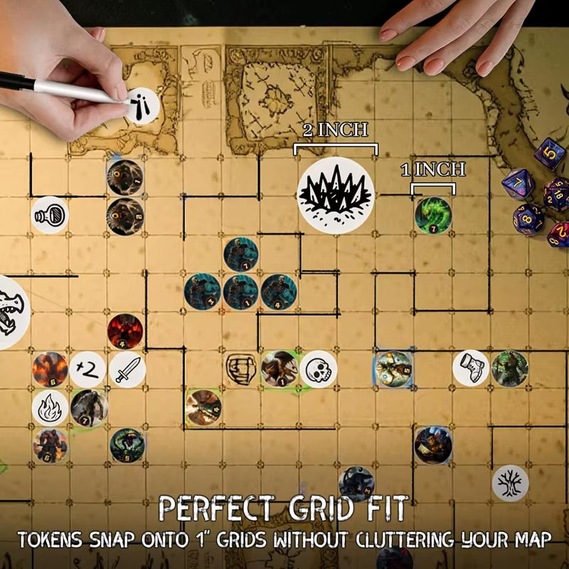 RPG Dry Erase Token Set - 192 PCS | Reusable Blank Tokens, Creature Tokens, 5E Class Characters with Maker Pens