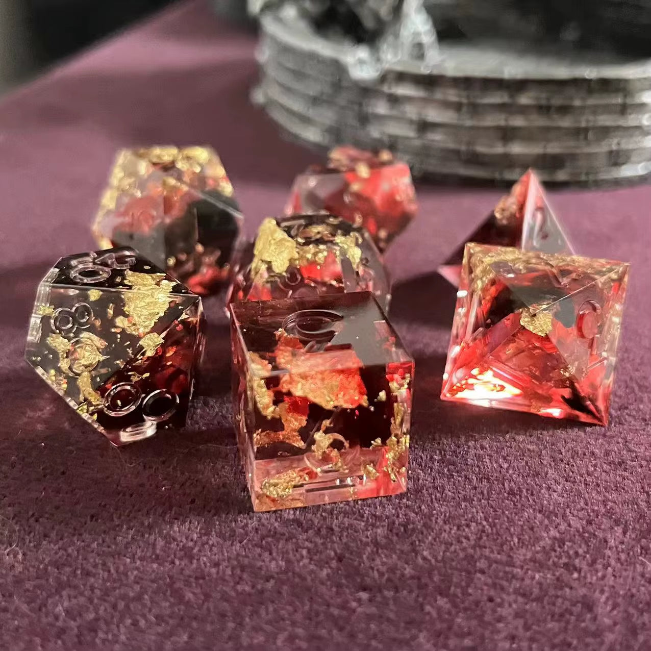 DND Flower Dice Resin Dice Set RPG Resin Dice Polyhedral Dice Dnd Dice Set for DND Game Player Dice Collector D&D Dice Set 7PCS