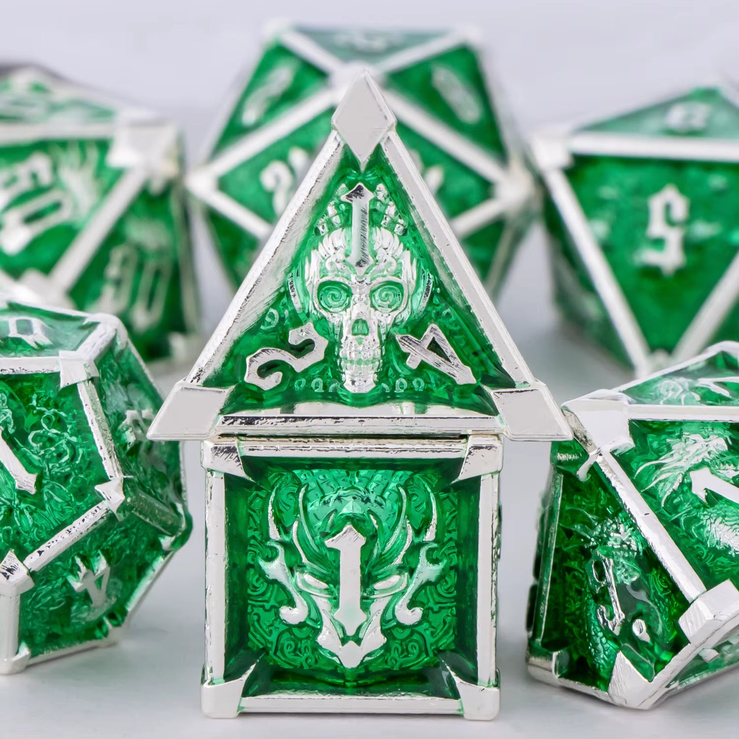 Dnd Skull&Dragon Metal Dice Set, Metal Sharp Edge Dice for Dungeons and Dragons, Polyhedral Dice for Table Games, Dnd Metal Dice