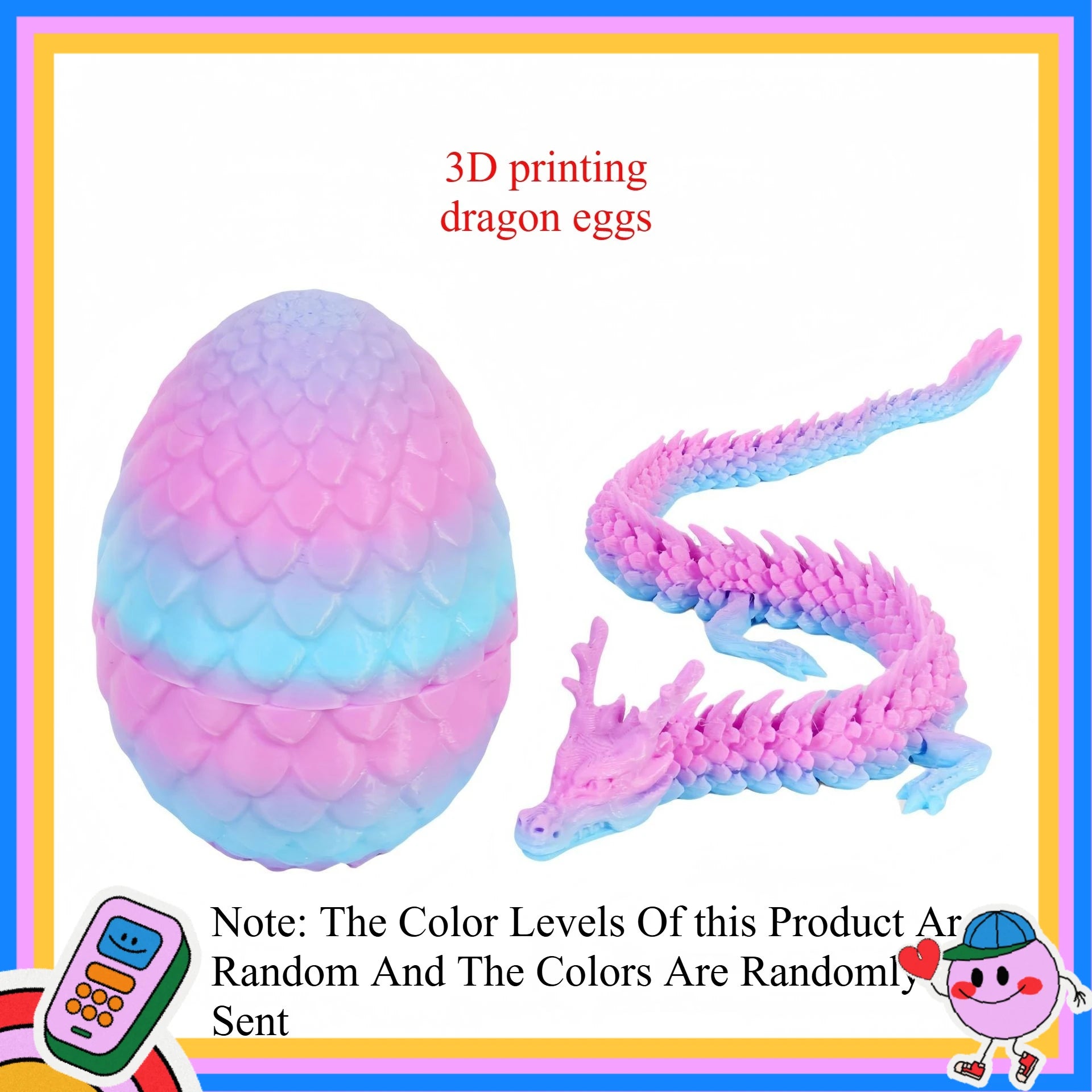 3D Printed Dragon Eggs, Containing Little Dragons, Easter 3D Movable Eggs, Stress-Relieving Toys, Surprise Printed Animal Toys
