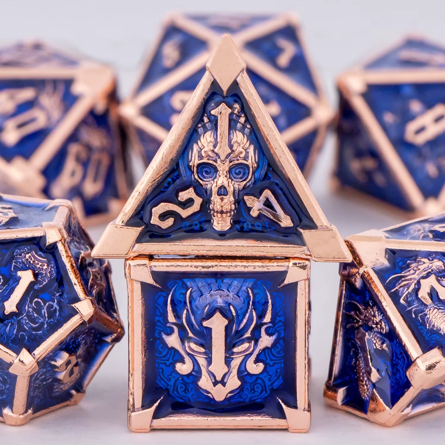 Dnd Skull&Dragon Metal Dice Set, Metal Sharp Edge Dice for Dungeons and Dragons, Polyhedral Dice for Table Games, Dnd Metal Dice
