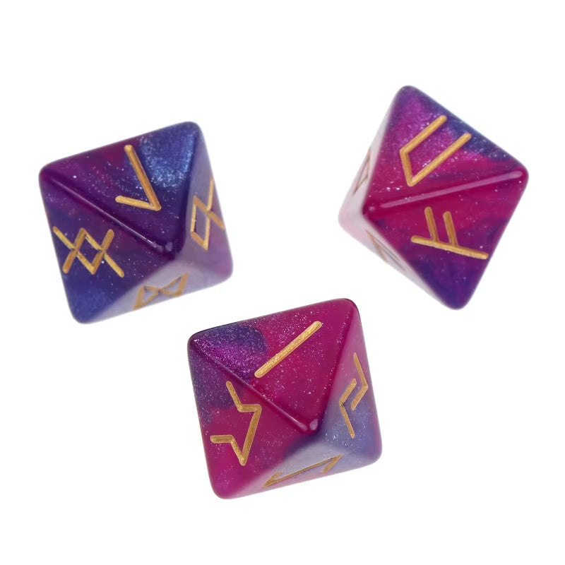 3 Pcs 8-Sided Rune Dice Polyhedral Dice Acrylic Astrological Dice Board Game Dice Constellation Divination Accessory