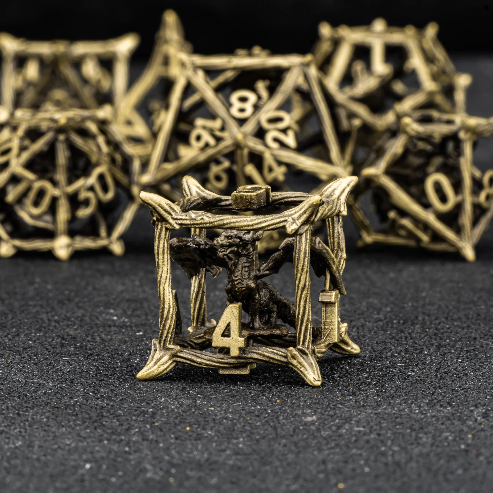 Tree Dice Metal Dragon D&D Dice Set for Dungeons and Dragons, Polyhedral Dice Set, Hollow D and D Dice Metal Dice Set Gifts
