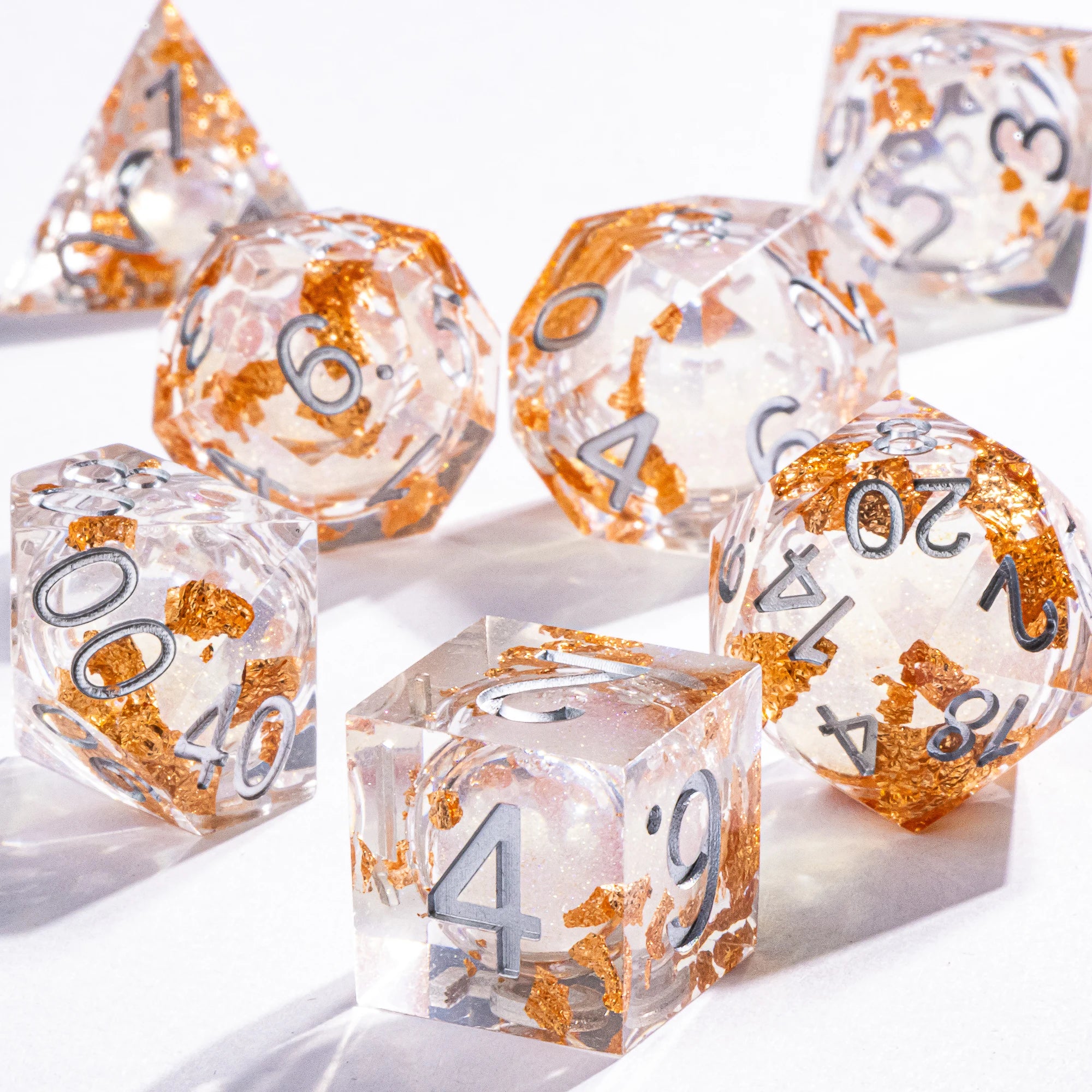 Dnd Green Gold Foil Liquid Core Dice Polyhedral Dice Set for Dungeons and Dragons, Galaxy Dice Set, D D Dice