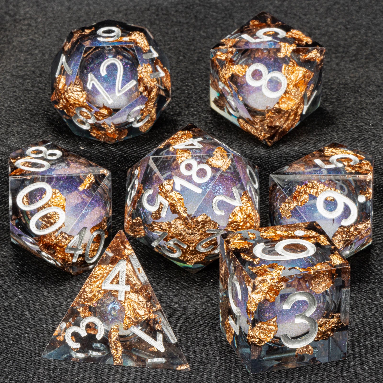 Dnd Green Gold Foil Liquid Core Dice Polyhedral Dice Set for Dungeons and Dragons, Galaxy Dice Set, D D Dice
