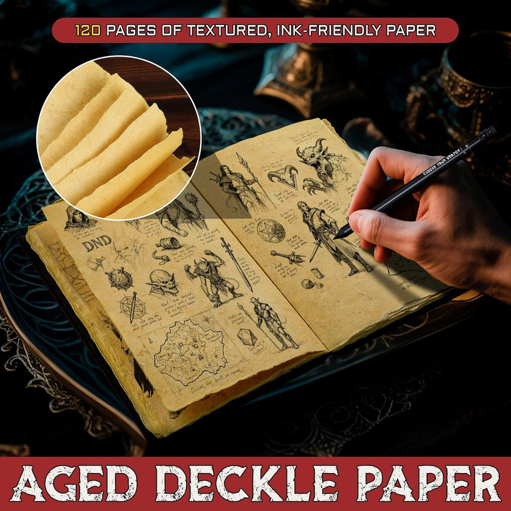 Necronomicon Horror Journal – Faux Leather DND Spellbook Notebook with 120 Pages