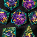 Dnd Green Gold Foil Liquid Core Dice Polyhedral Dice Set for Dungeons and Dragons, Galaxy Dice Set, D D Dice
