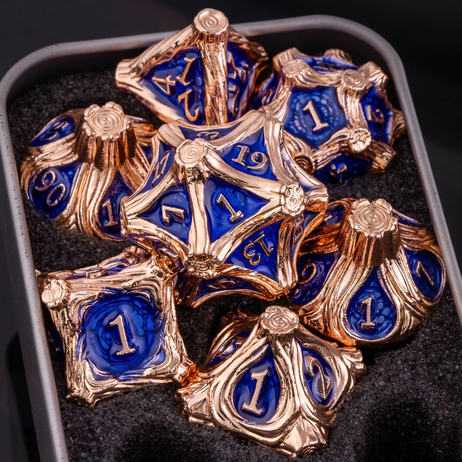 Dnd Skull&Dragon Metal Dice Set, Metal Sharp Edge Dice for Dungeons and Dragons, Polyhedral Dice for Table Games, Dnd Metal Dice