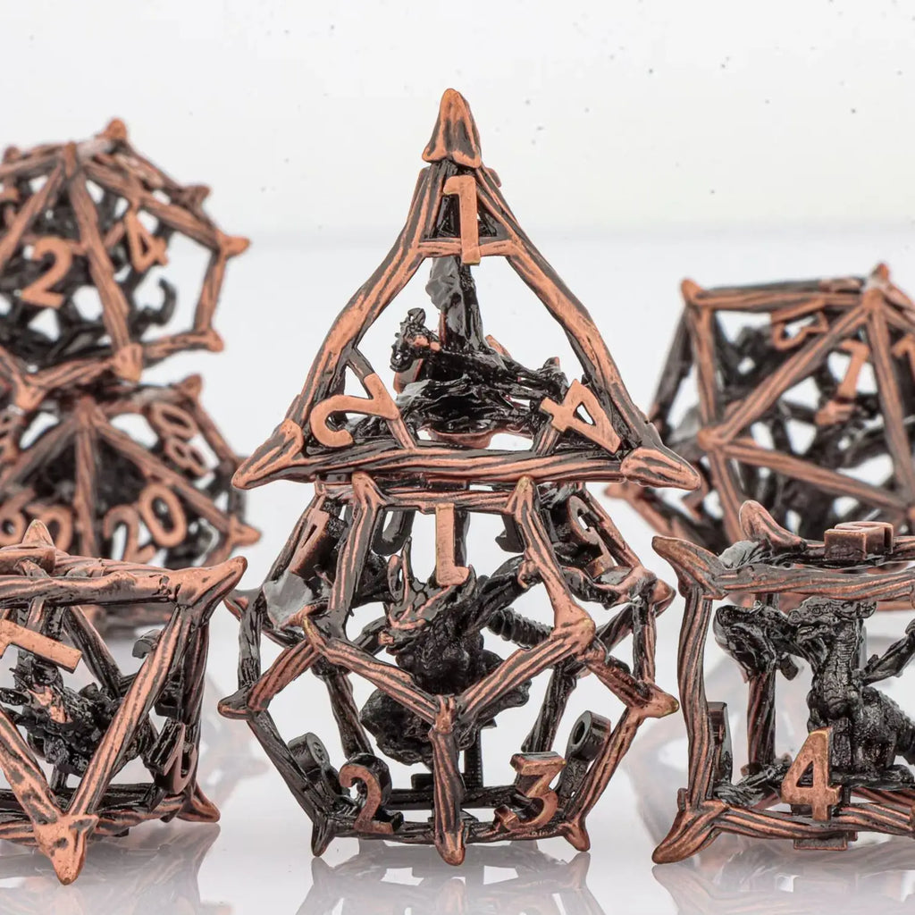 Tree Dice Metal Dragon D&D Dice Set for Dungeons and Dragons, Polyhedral Dice Set, Hollow D and D Dice Metal Dice Set Gifts