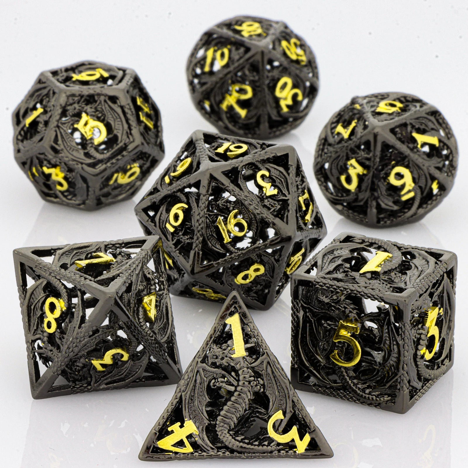 Tree Dice Metal Dragon D&D Dice Set for Dungeons and Dragons, Polyhedral Dice Set, Hollow D and D Dice Metal Dice Set Gifts