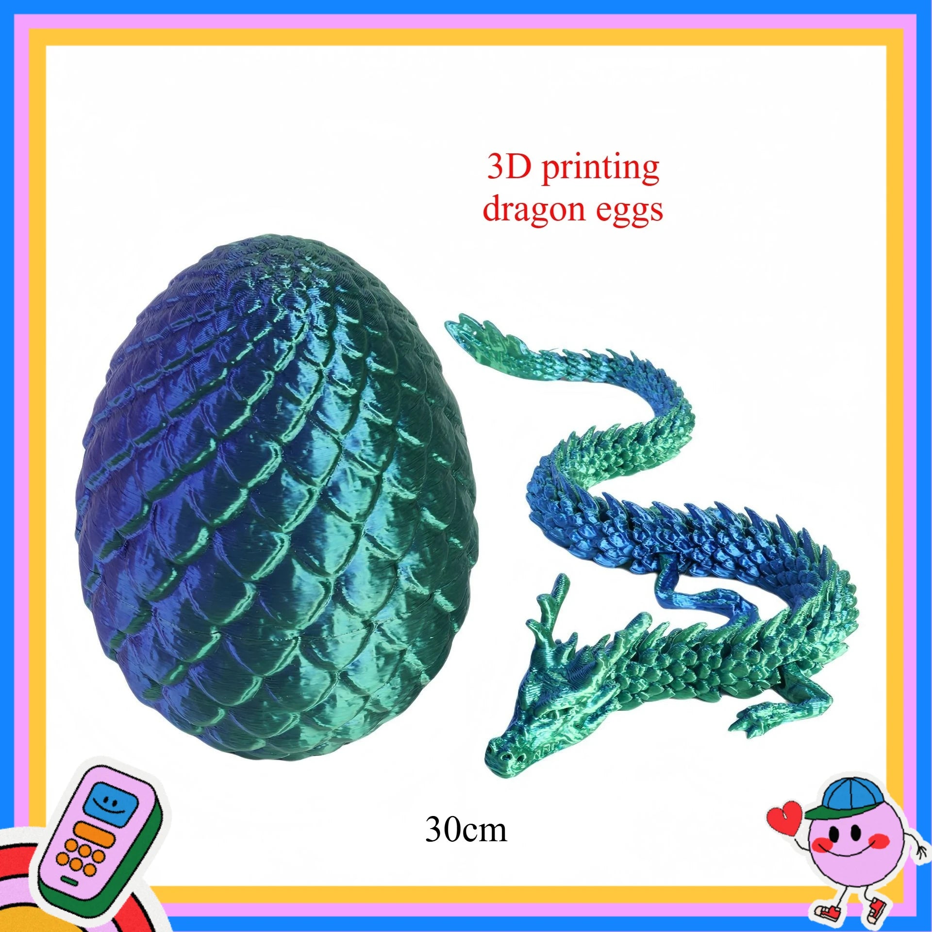 3D Printed Dragon Eggs, Containing Little Dragons, Easter 3D Movable Eggs, Stress-Relieving Toys, Surprise Printed Animal Toys