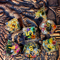 7-Piece Resin Dnd Dice Set with Dried Flowers, Handmade Transparent Polyhedral Dice for Dungeons and Dragons, RPG Tabletop Games