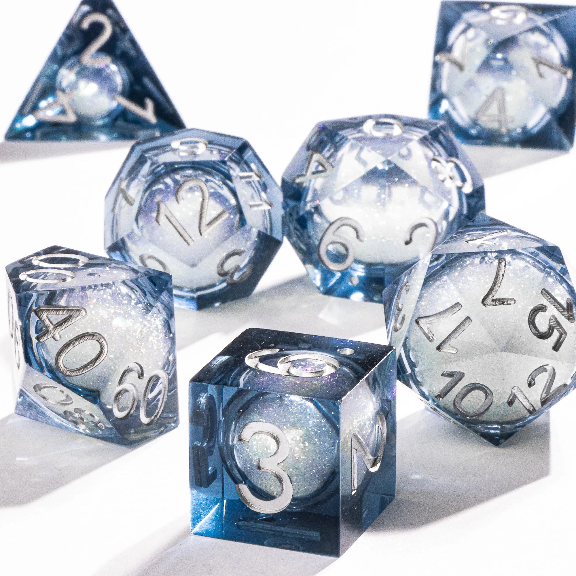 Dnd Green Gold Foil Liquid Core Dice Polyhedral Dice Set for Dungeons and Dragons, Galaxy Dice Set, D D Dice
