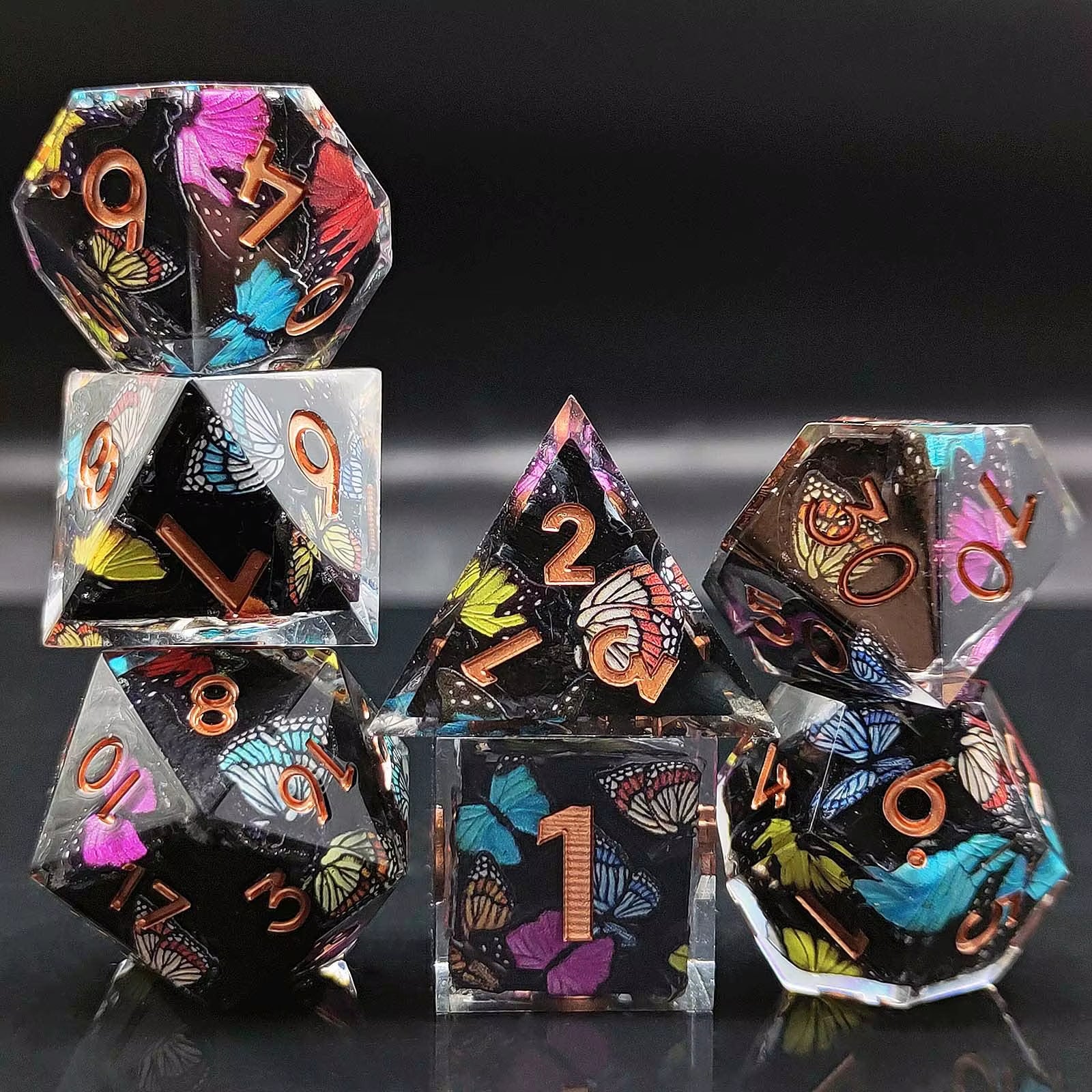 DND Flower Dice Resin Dice Set RPG Resin Dice Polyhedral Dice Dnd Dice Set for DND Game Player Dice Collector D&D Dice Set 7PCS