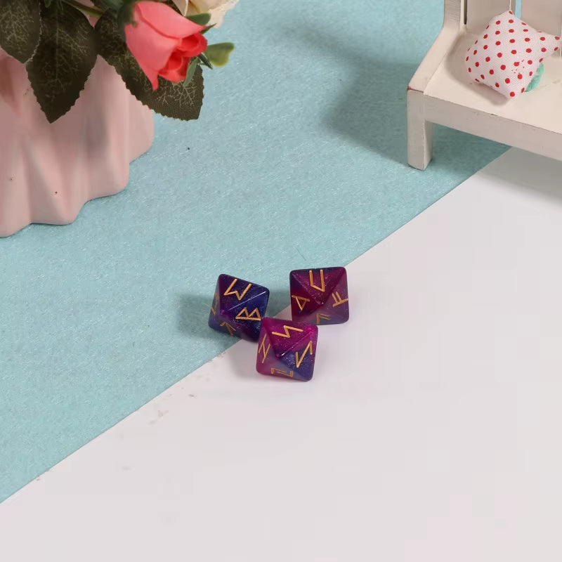 3 Pcs 8-Sided Rune Dice Polyhedral Dice Acrylic Astrological Dice Board Game Dice Constellation Divination Accessory