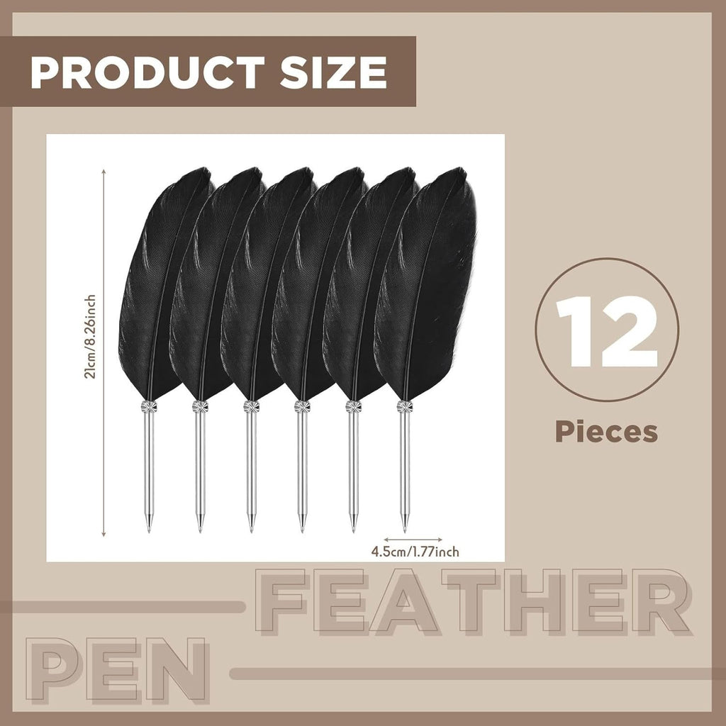 12 Pcs Feather Ballpoint Pen Ink Quill Ballpoint Pen Vintage Feather Pen Soft