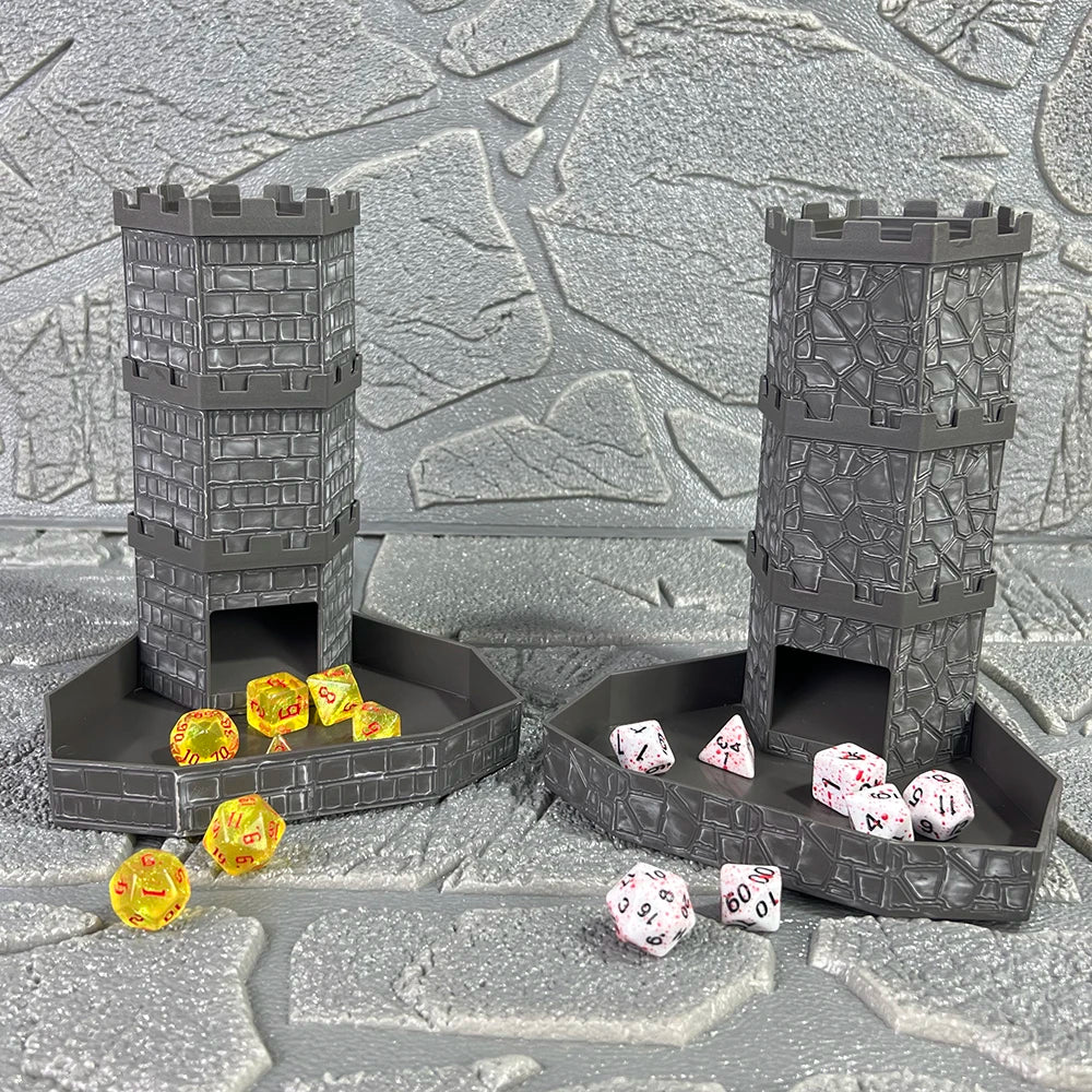 Bricks Castle Dice Tower Dice Rolling Tray Tower - Perfect for D&D Game RPG and Tabletop Gaming Best Gift