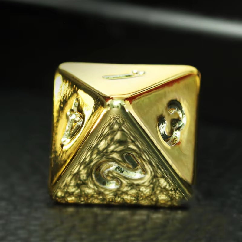 7Pcs/Set Gold Plating Dice D&D COC Dice D4 D6 D8 D10 D% D12 D20 Table Games DND RPG Dice Set