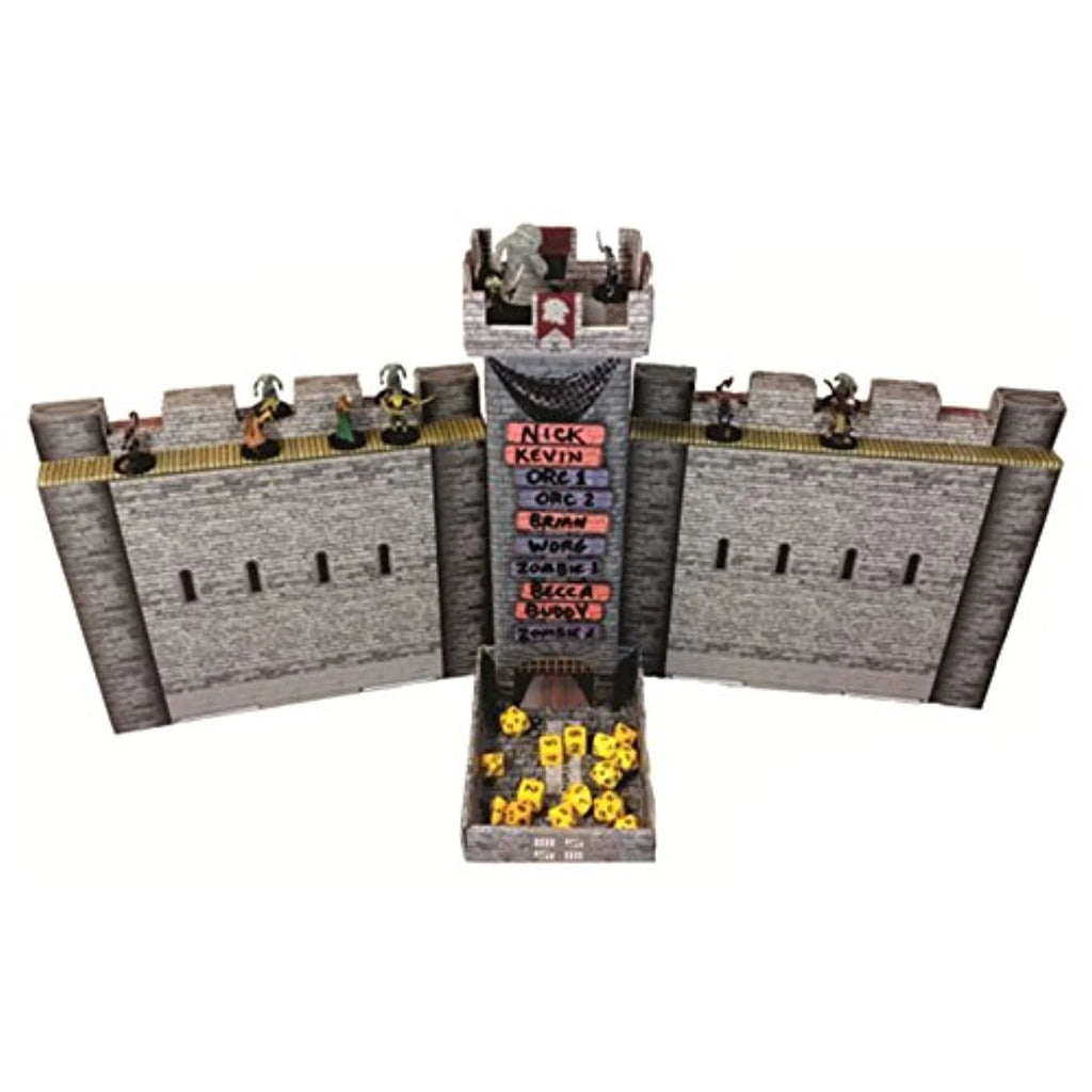 Castle Keep Dice Tower, 2 Castle Wall DM Screens with Magnetic Initiative Turn Tracker